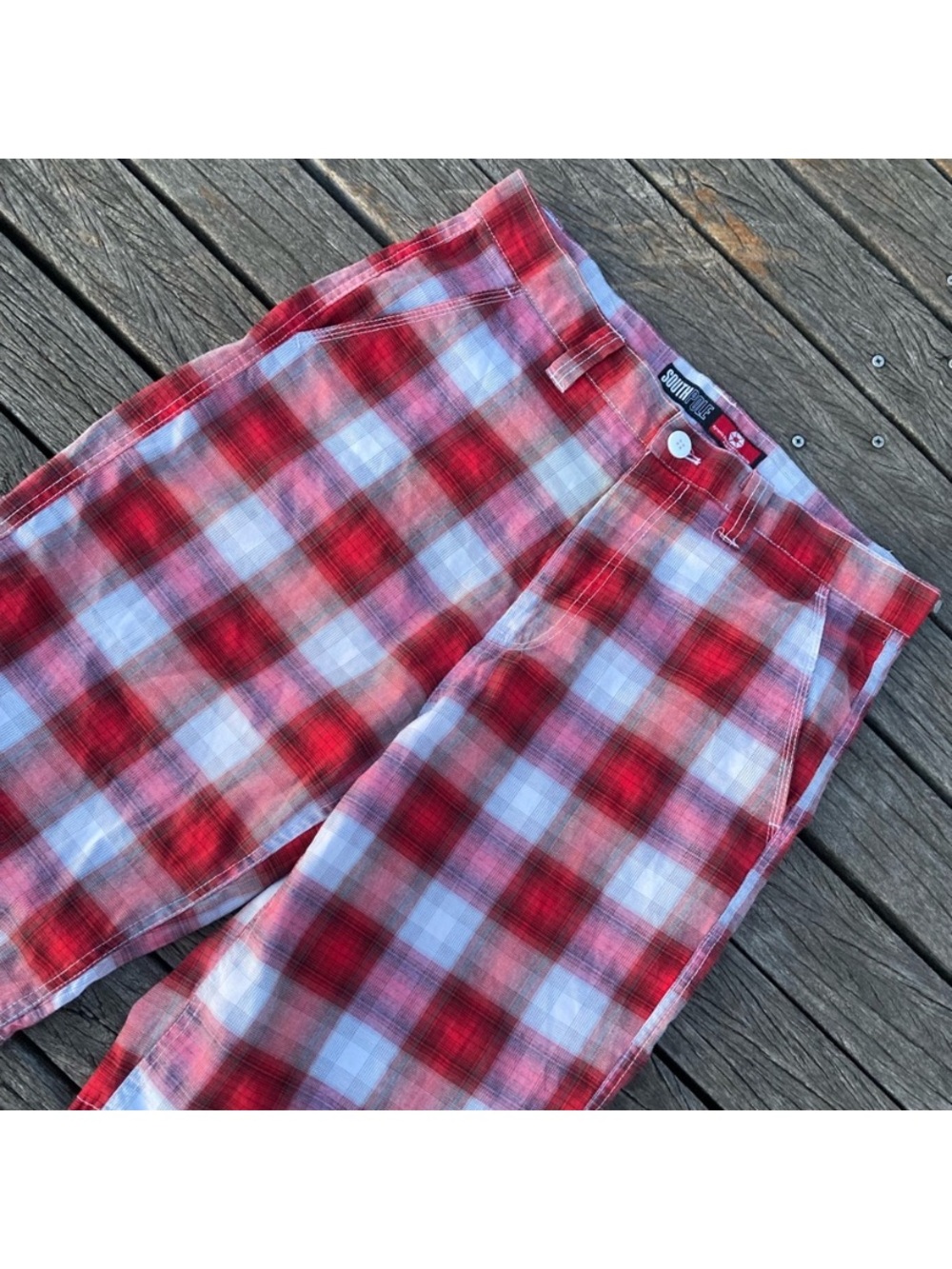 Southpole Red Plaid Shorts Size 34